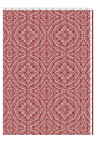 Huck Lace Ornate Medallion Weaving Draft in Crimson & White | 6-Shaft 6-Treadle Loom Pattern