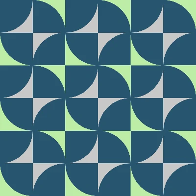 Retro Curved Teal & Mint Tile Seamless Pattern