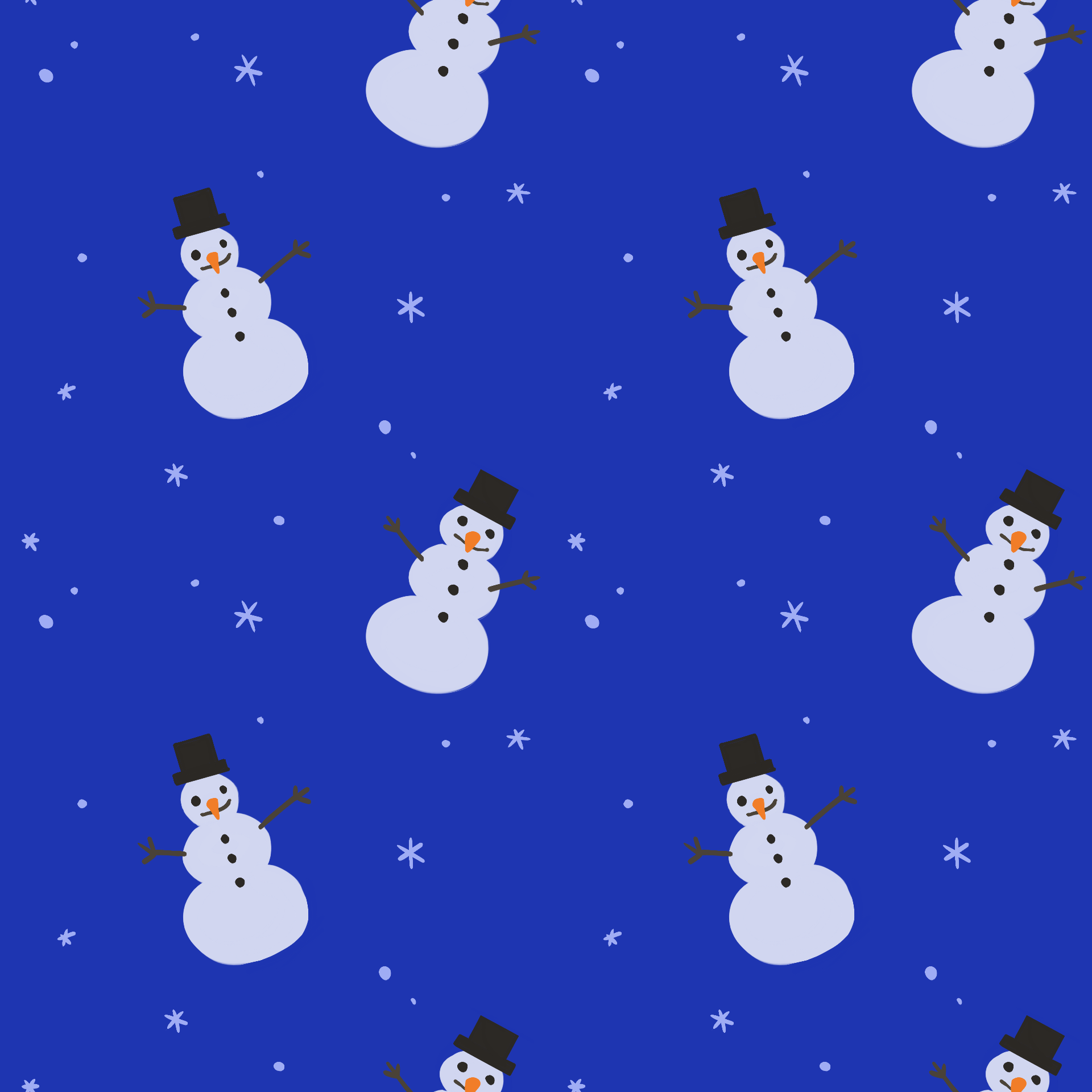 Snowman Snowy Night Repeating Pattern