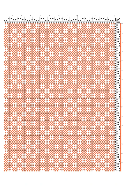 Huck Lace Diagonal Stripe Weaving Draft in Tangerine & White | 4-Shaft 4-Treadle Dobby Loom Pattern