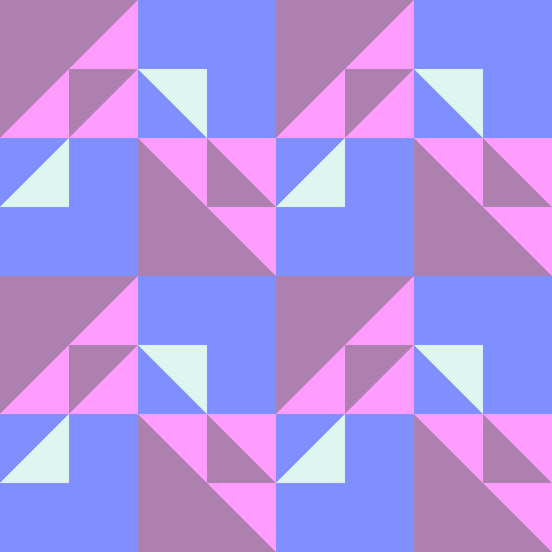 Modern Triangle Scatter Checkers Seamless Pattern in Periwinkle & Rose | Bold Geometric Design