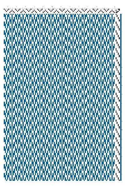 Extended Zigzag in Hexagonal Grid Weaving Draft in Cerulean & White | 4-Shaft 4-Treadle Loom Pattern