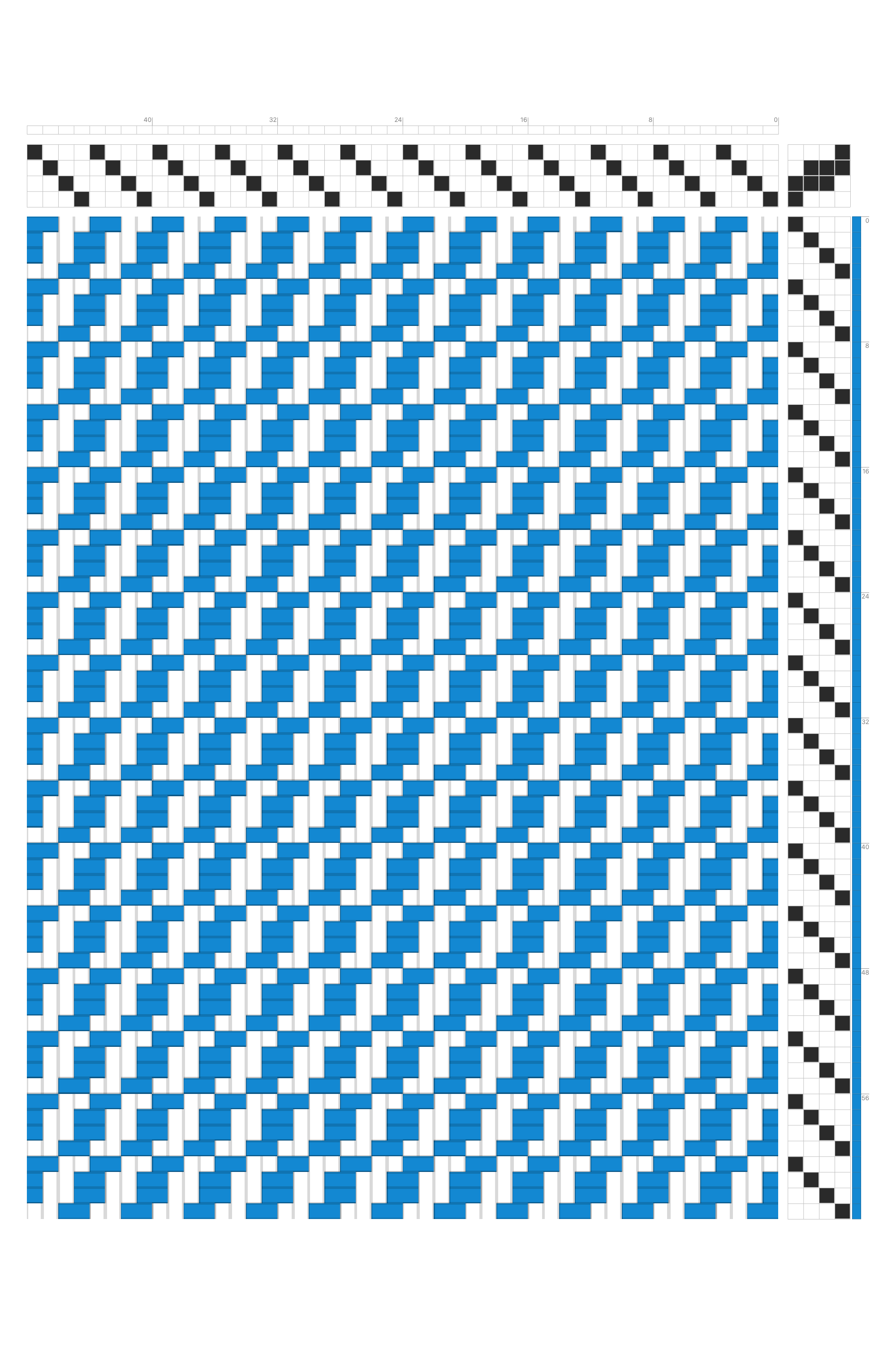 Irregular Block Twill Weaving Draft in Cobalt & White | 4-Shaft 4-Treadle Dobby Loom Pattern