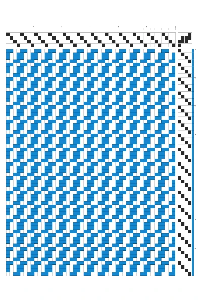 Irregular Block Twill Weaving Draft in Cobalt & White | 4-Shaft 4-Treadle Dobby Loom Pattern