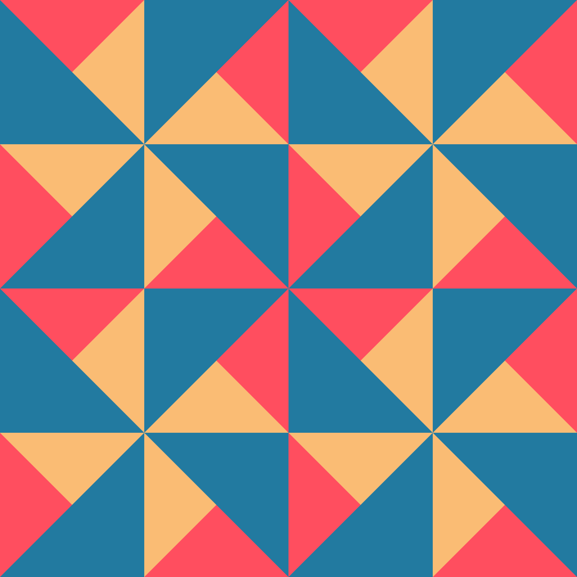 Retro Truchet Pinwheel Seamless Pattern in Teal & Coral