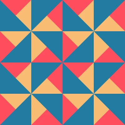 Retro Truchet Pinwheel Seamless Pattern in Teal & Coral