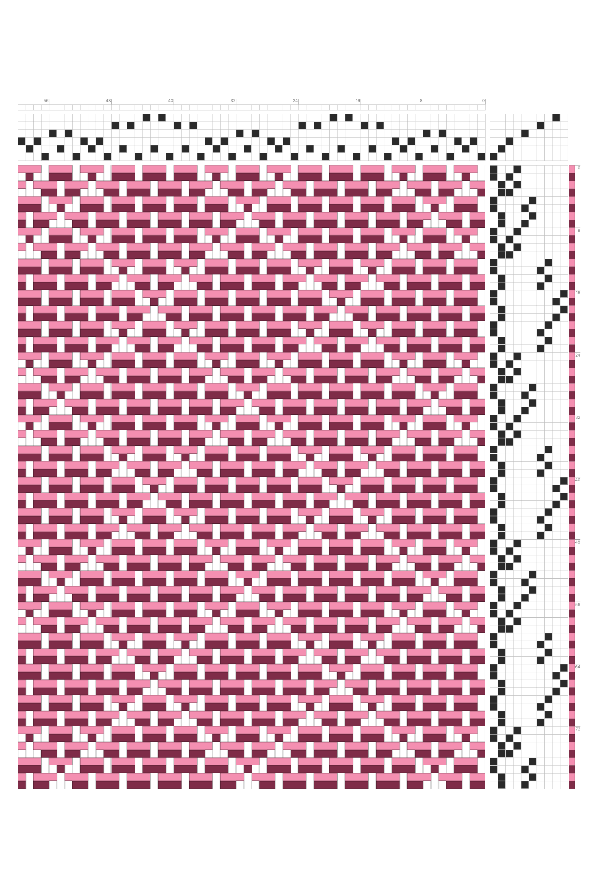 Diamond Grid Taquete Weaving Draft in Magenta, Pink & White | 6-Shaft 10-Treadle Loom Pattern