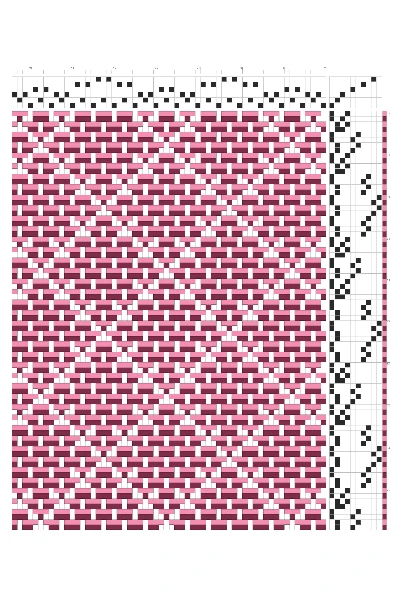 Diamond Grid Taquete Weaving Draft in Magenta, Pink & White | 6-Shaft 10-Treadle Loom Pattern