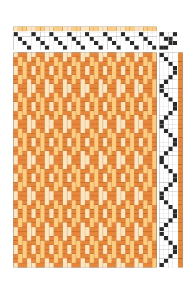 Retro Broken Twill Weaving Draft in Tangerine & Peach | 4-Shaft Dobby Loom Pattern