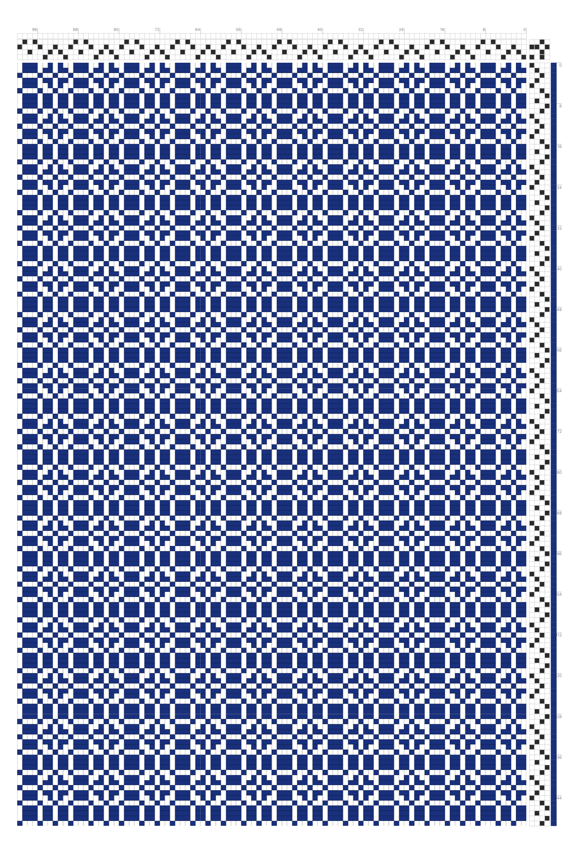Checks Joined by Diamond Florets Weaving Draft in Cobalt & White | 4-Shaft 4-Treadle Loom Pattern