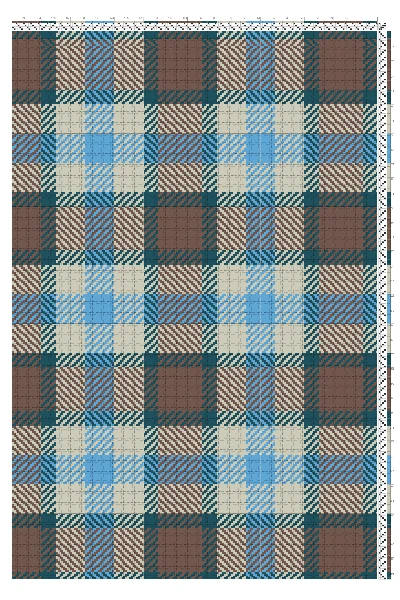 Highland Tartan Turned Twill Weaving Draft in Teal, Walnut & Grey Sky | 4-Shaft 4-Treadle Pattern