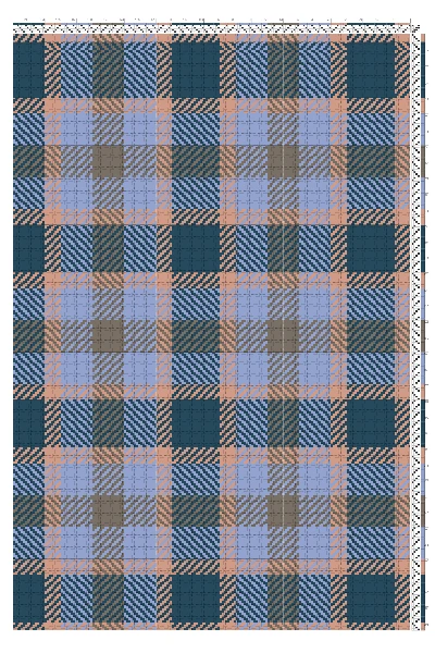 Turned Twill Tartan Weaving Draft in Deep Teal, Periwinkle & Clay | 4-Shaft 4-Treadle Loom Pattern