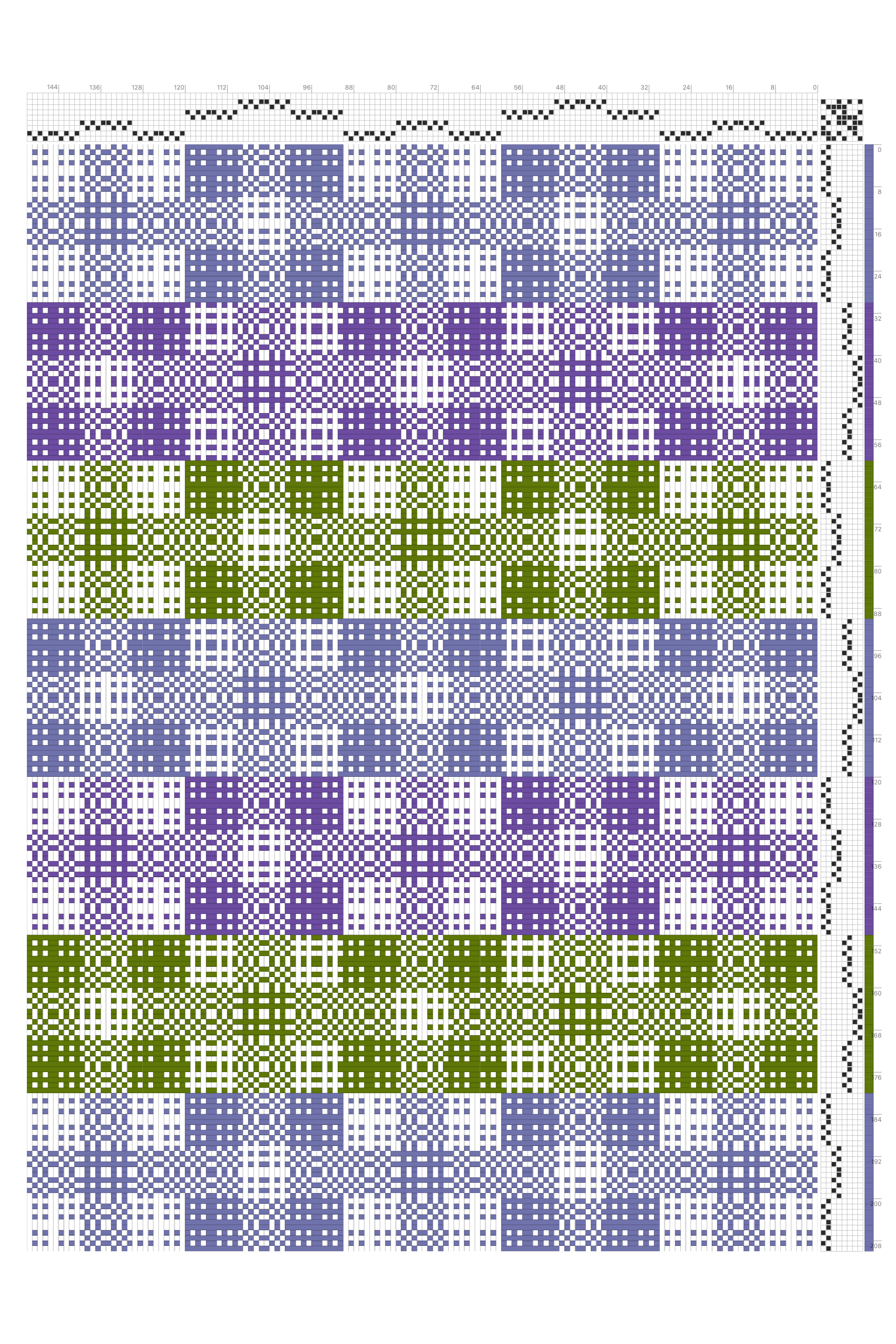 Overshot Alternating Dotted Checkers Draft in Wisteria | 8-Shaft 8-Treadle Loom Pattern