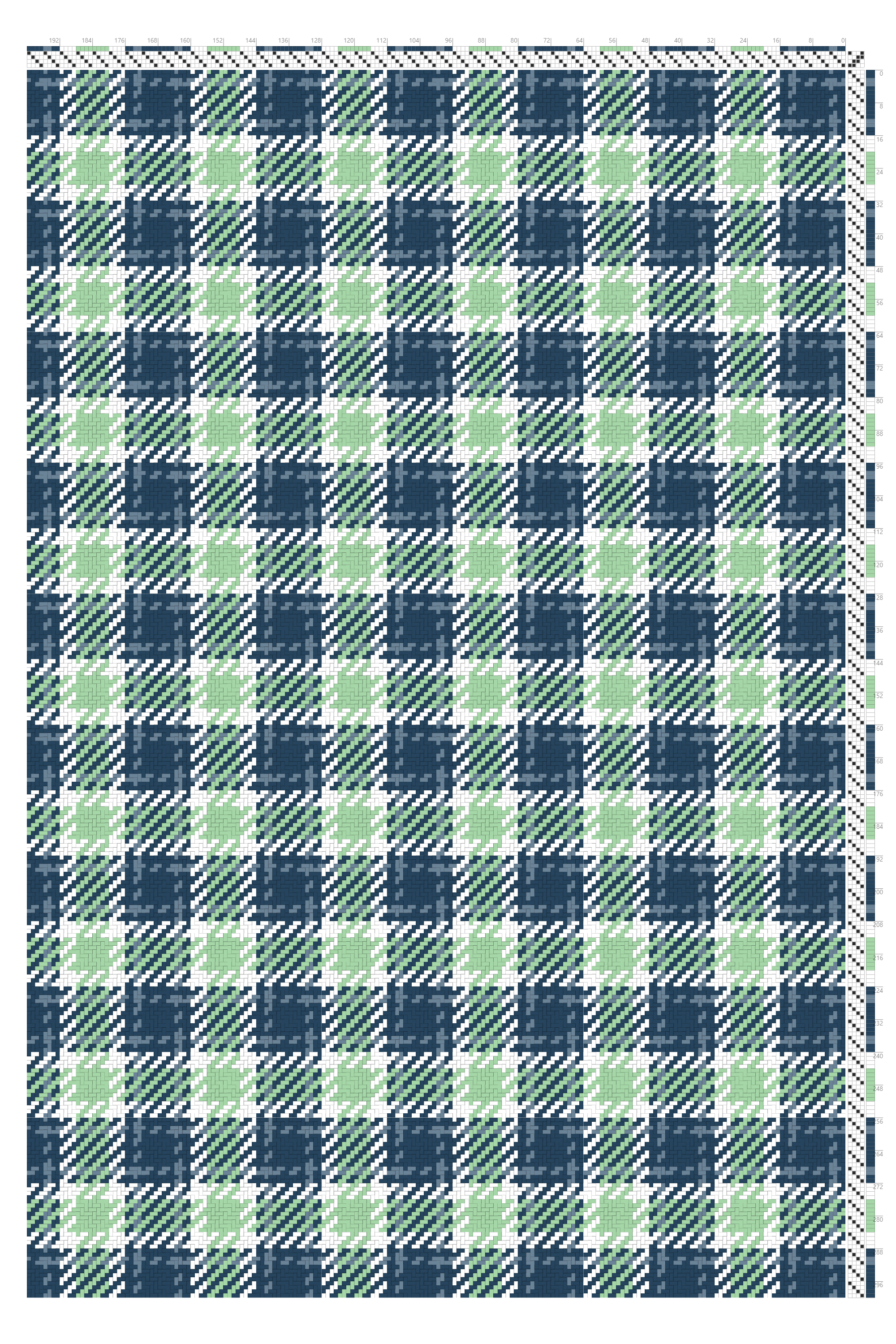 Preppy Twill Plaid Weaving Draft in Navy & Mint | 4-Shaft 4-Treadle Loom Pattern