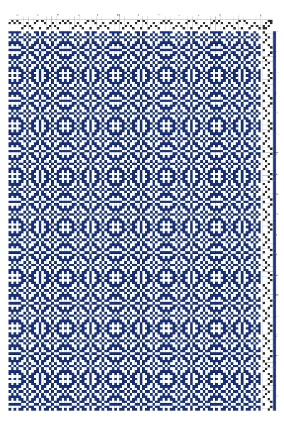 Intricate Geometric Lace Grid Tile Weaving Draft in Cobalt & White | 4-Shaft 4-Treadle Loom Pattern
