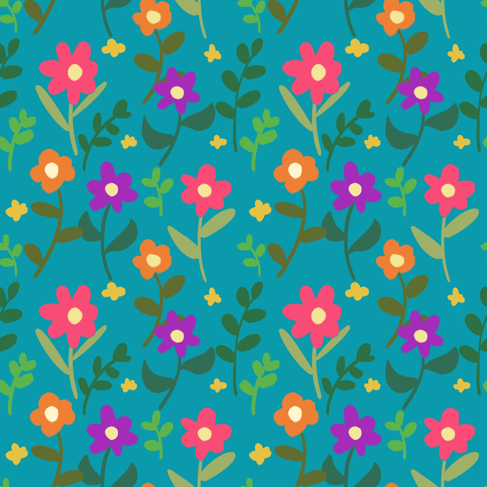 Flower Field Deep & Lush Floral Seamless Pattern