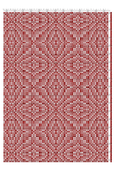 Ornate Poinsettia Star Huck Lace Weaving Draft in Crimson & White | 6-Shaft 6-Treadle Loom Pattern