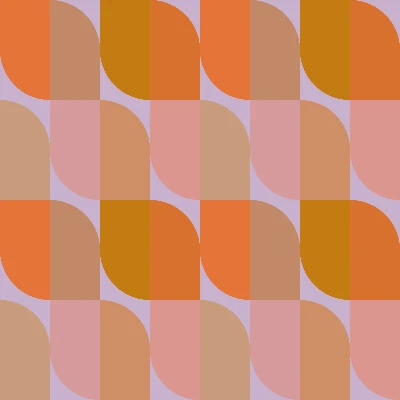 Modern Diagonal Petaled Tile Seamless Pattern in Orange & Lavender | Bold Geometric Design
