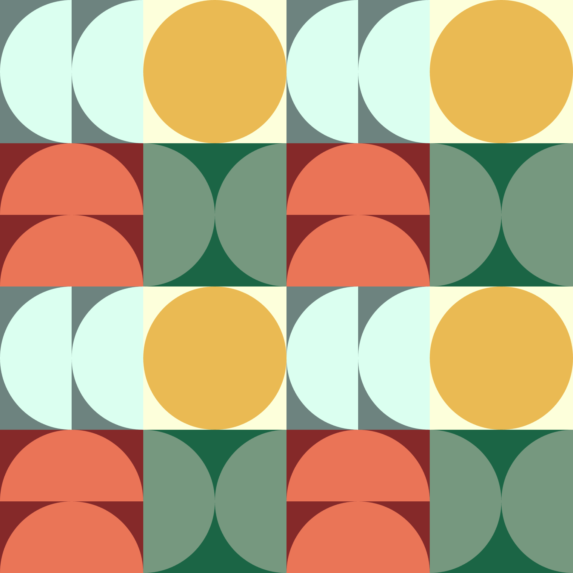 Retro Circle Half Moons Tile Seamless Pattern