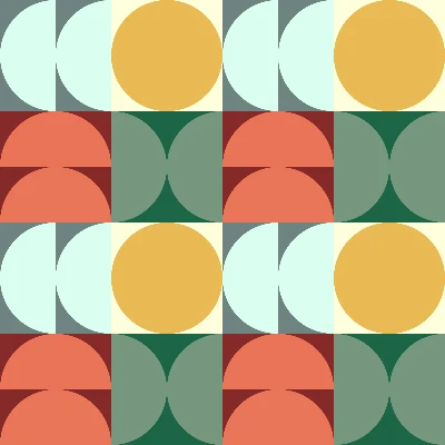Retro Circle Half Moons Tile Seamless Pattern