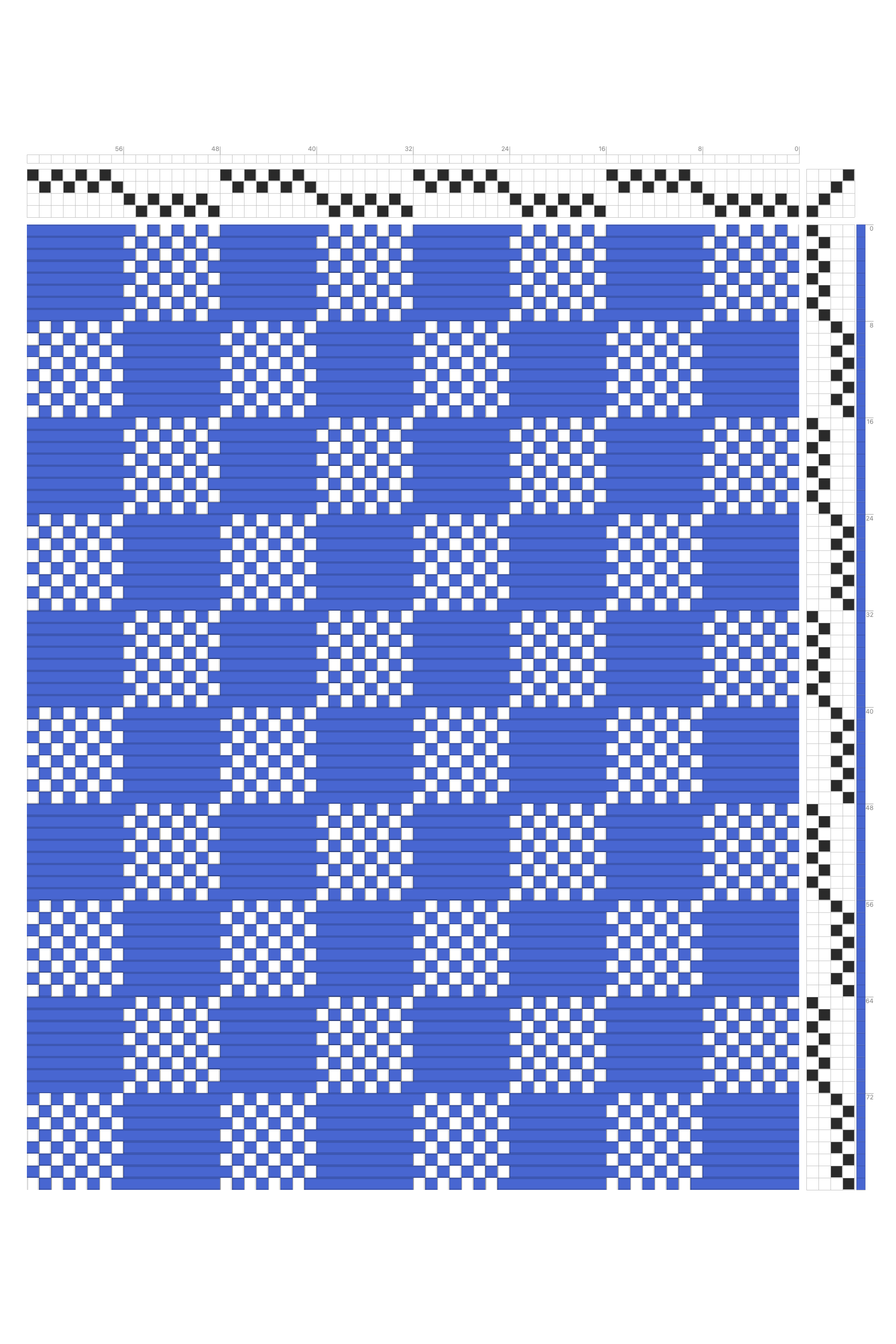 Bold Float Checker Block Weaving Draft in Cobalt & White | 4-Shaft 4-Treadle Loom Pattern