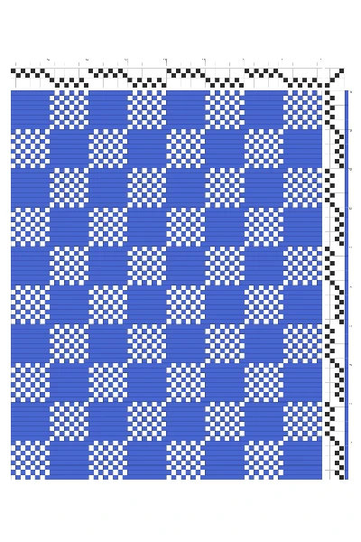 Bold Float Checker Block Weaving Draft in Cobalt & White | 4-Shaft 4-Treadle Loom Pattern