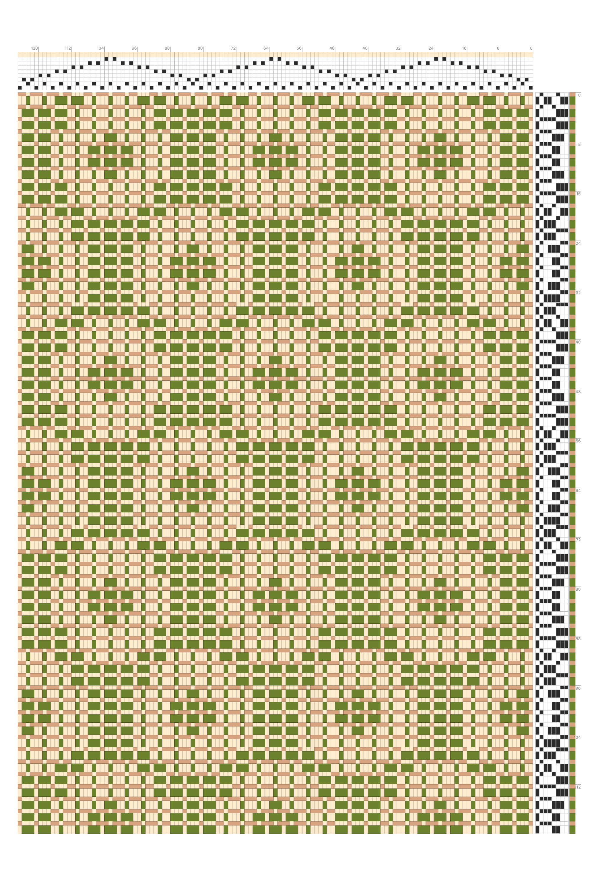 Summer & Winter Circle Study Weaving Draft in Olive & Wheat | 8-Shaft 8-Treadle Dobby Loom Pattern