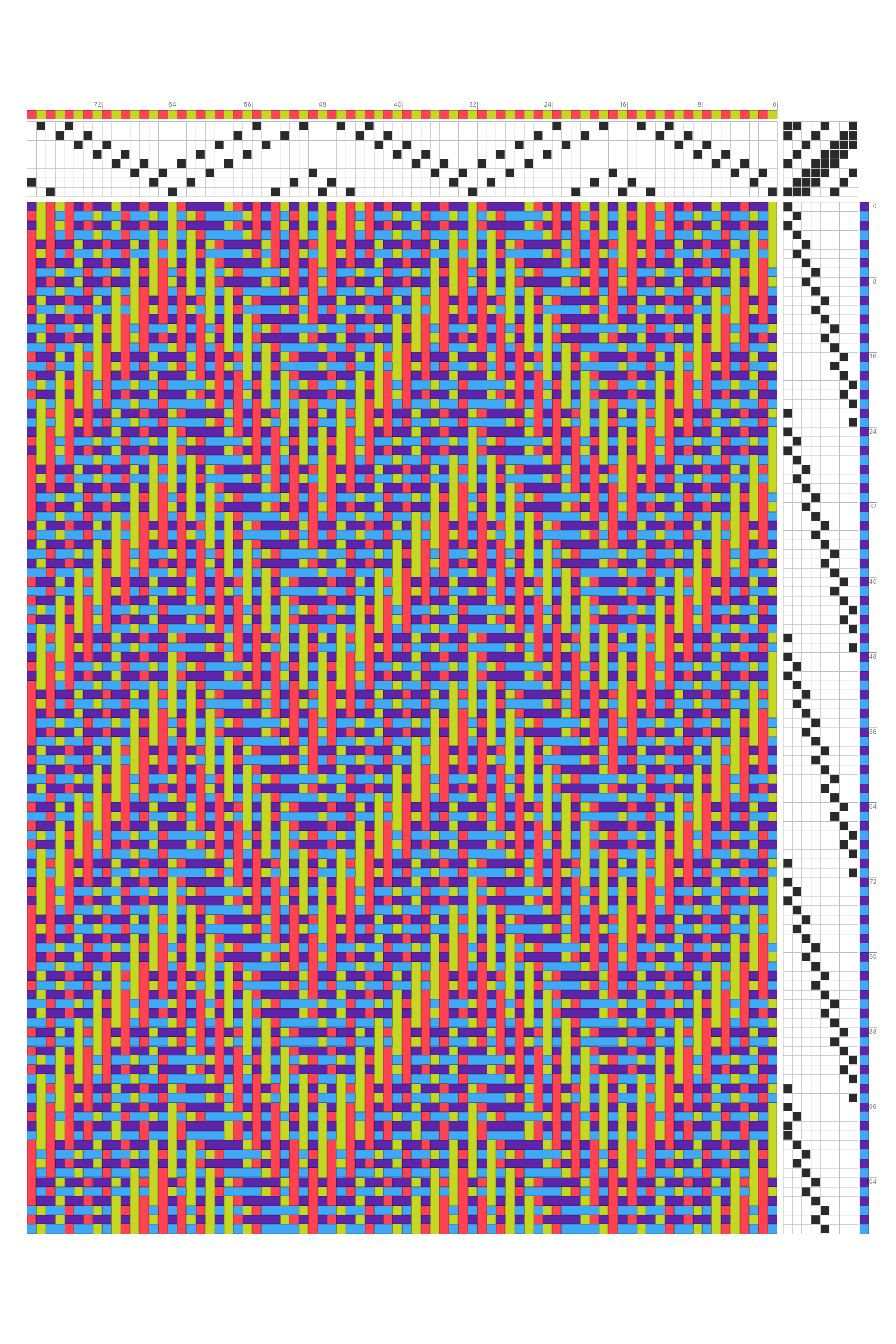 Iridescent Chevron Echo Weave Draft in Rainbow | 8-Shaft 8-Treadle Loom Pattern