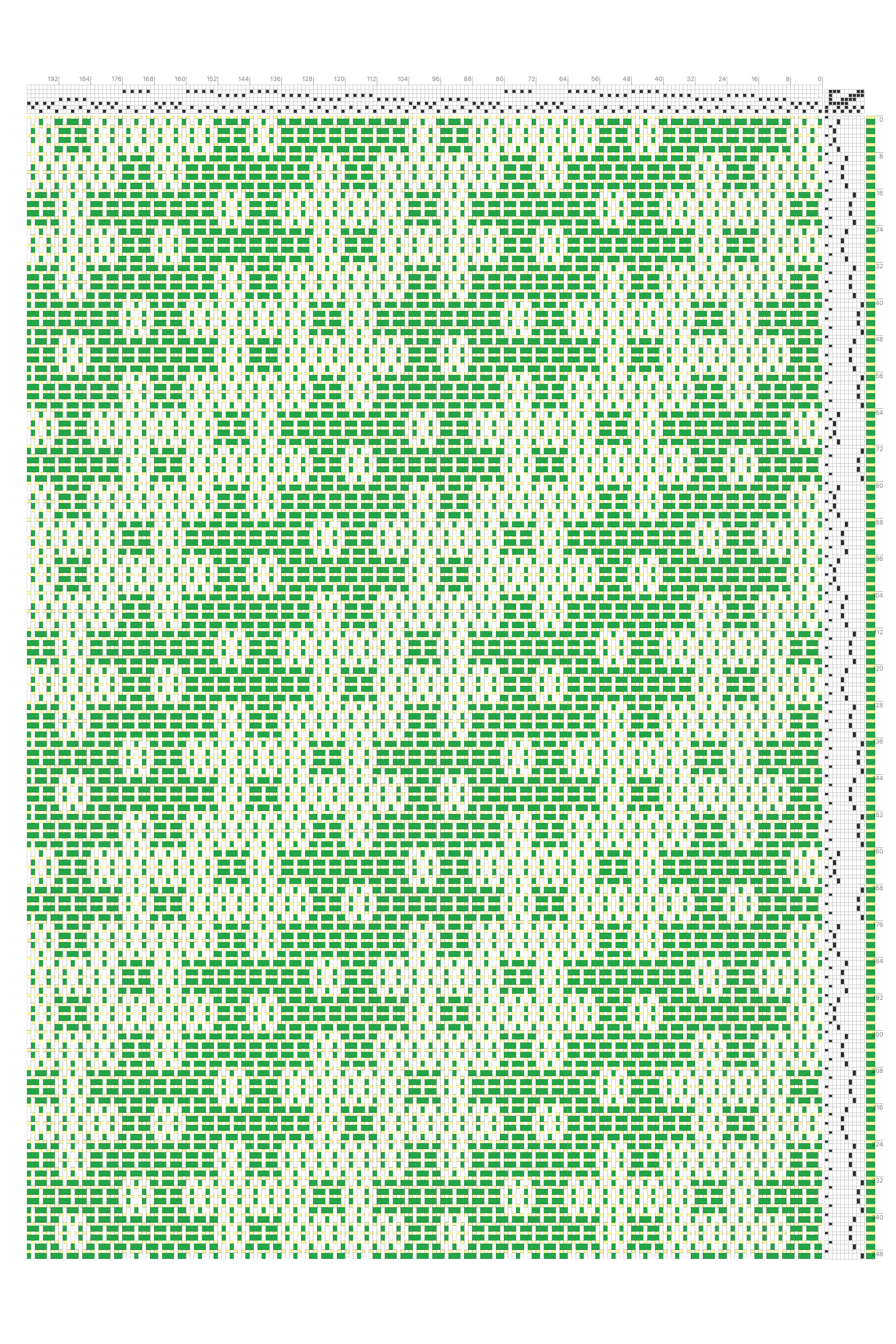 Fuzzy Diagonal Stripes Summer & Winter O's Variant Draft in Emerald & White | 6-Shaft 10-Treadle