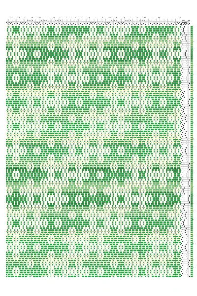 Fuzzy Diagonal Stripes Summer & Winter O's Variant Draft in Emerald & White | 6-Shaft 10-Treadle