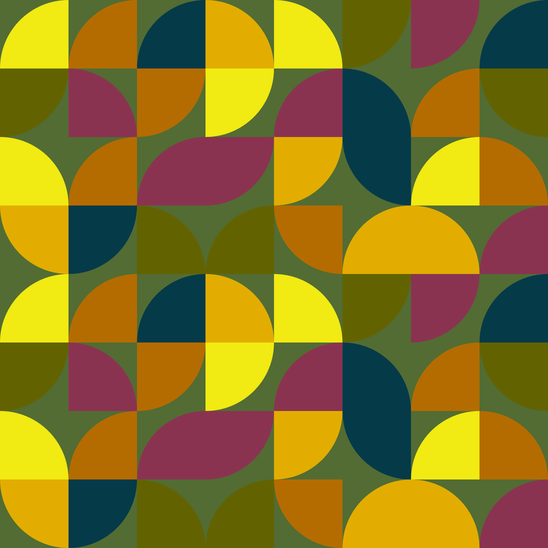 Retro Moss Garden Curved Tile Lush Tulips Seamless Pattern 