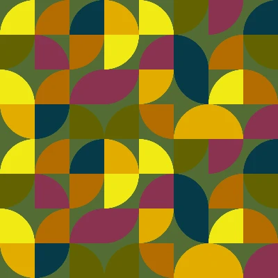 Retro Moss Garden Curved Tile Lush Tulips Seamless Pattern 