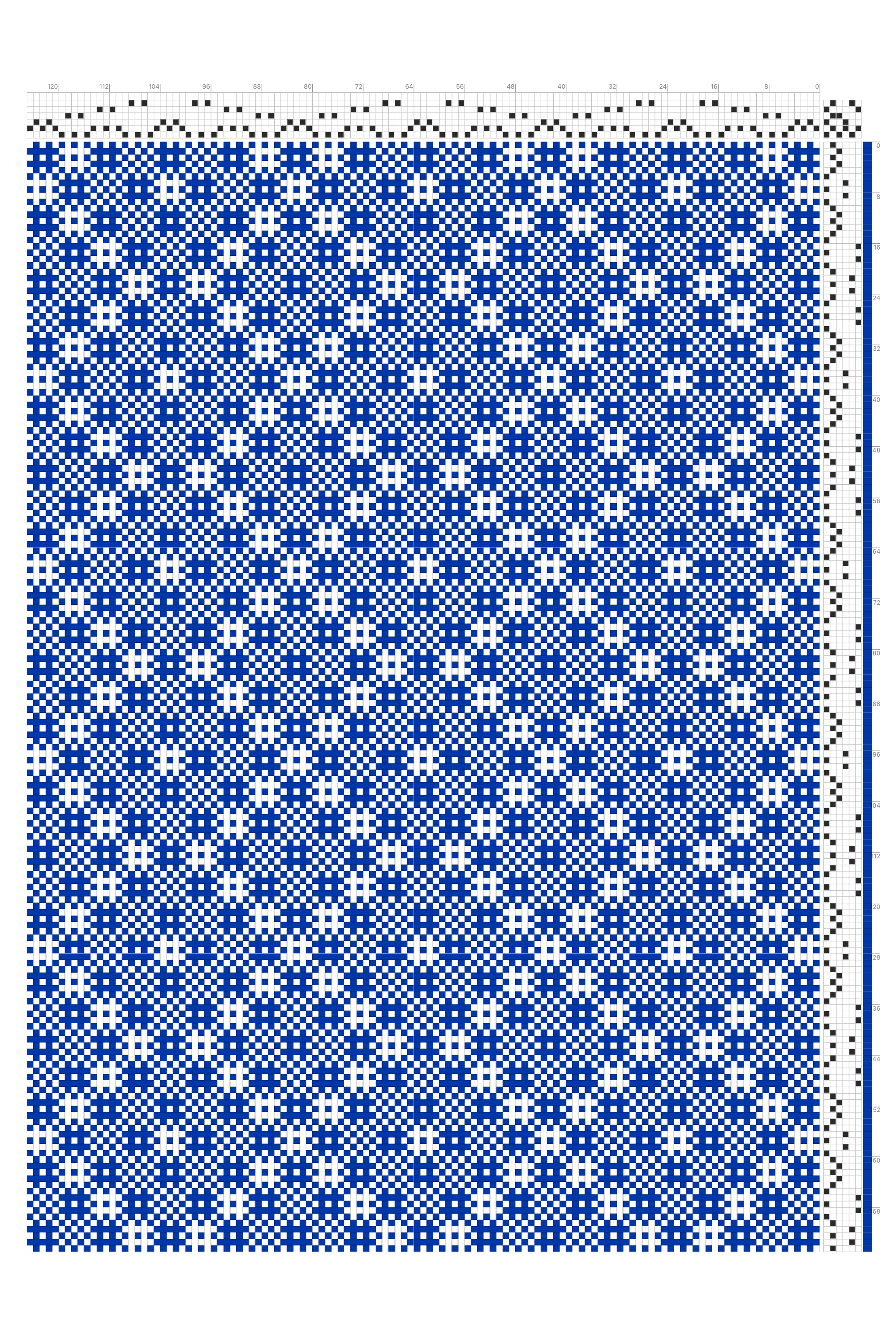 Dotted Diamond Stripe Huck Lace Weaving Draft in Cobalt & White | 6-Shaft 6-Treadle Loom Pattern