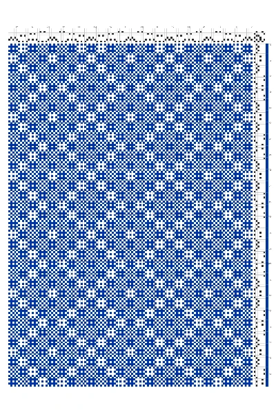 Dotted Diamond Stripe Huck Lace Weaving Draft in Cobalt & White | 6-Shaft 6-Treadle Loom Pattern