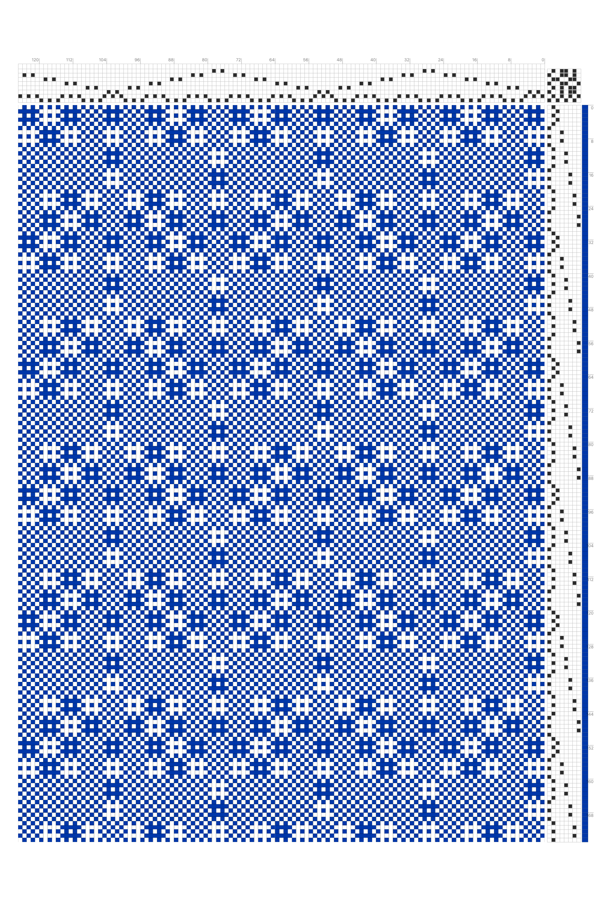 Bold Cross-Field Huck Lace Weaving Draft in Cobalt & White | 6-Shaft 6-Treadle Loom Pattern