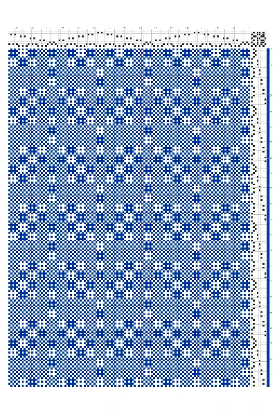 Bold Cross-Field Huck Lace Weaving Draft in Cobalt & White | 6-Shaft 6-Treadle Loom Pattern