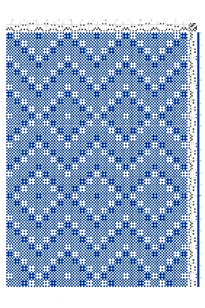 Chevron & Diamond Stripe Huck Lace Draft in Cobalt & White | 6-Shaft 6-Treadle Loom Pattern