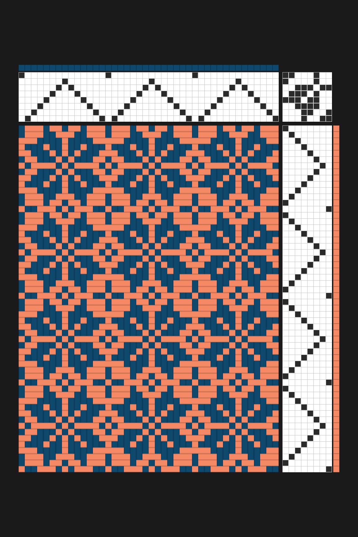 Scandinavian Folk Weaving Draft in Petrol Blue & Terracotta | 8-Shaft Dobby Loom Pattern