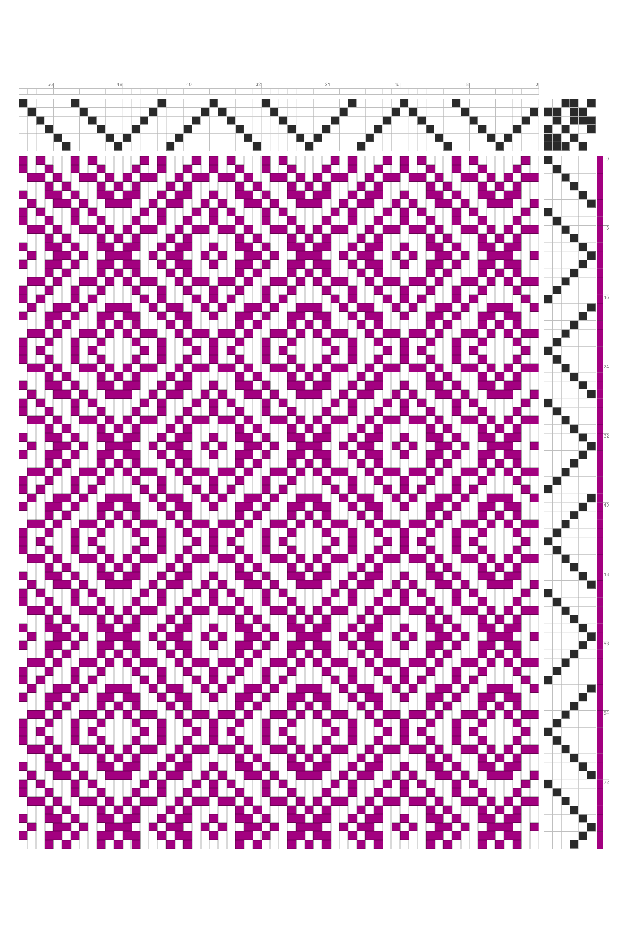 Floral Diamond Windows Weaving Draft in Fuchsia & White | 6-Shaft 6-Treadle Dobby Loom Pattern