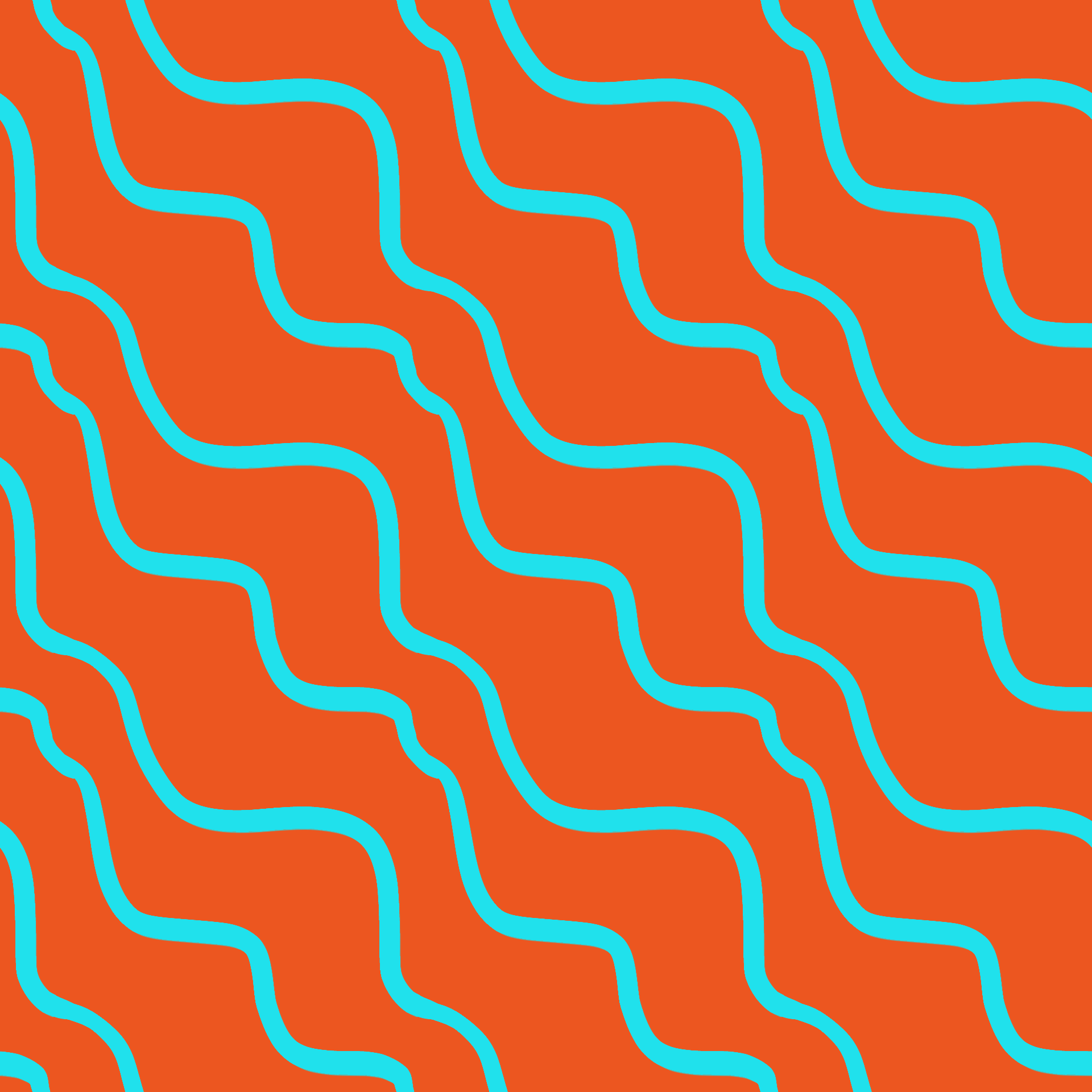 Pop Art Wavy Lines in Orange & Teal Pattern