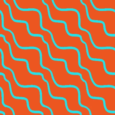 Pop Art Wavy Lines in Orange & Teal Pattern
