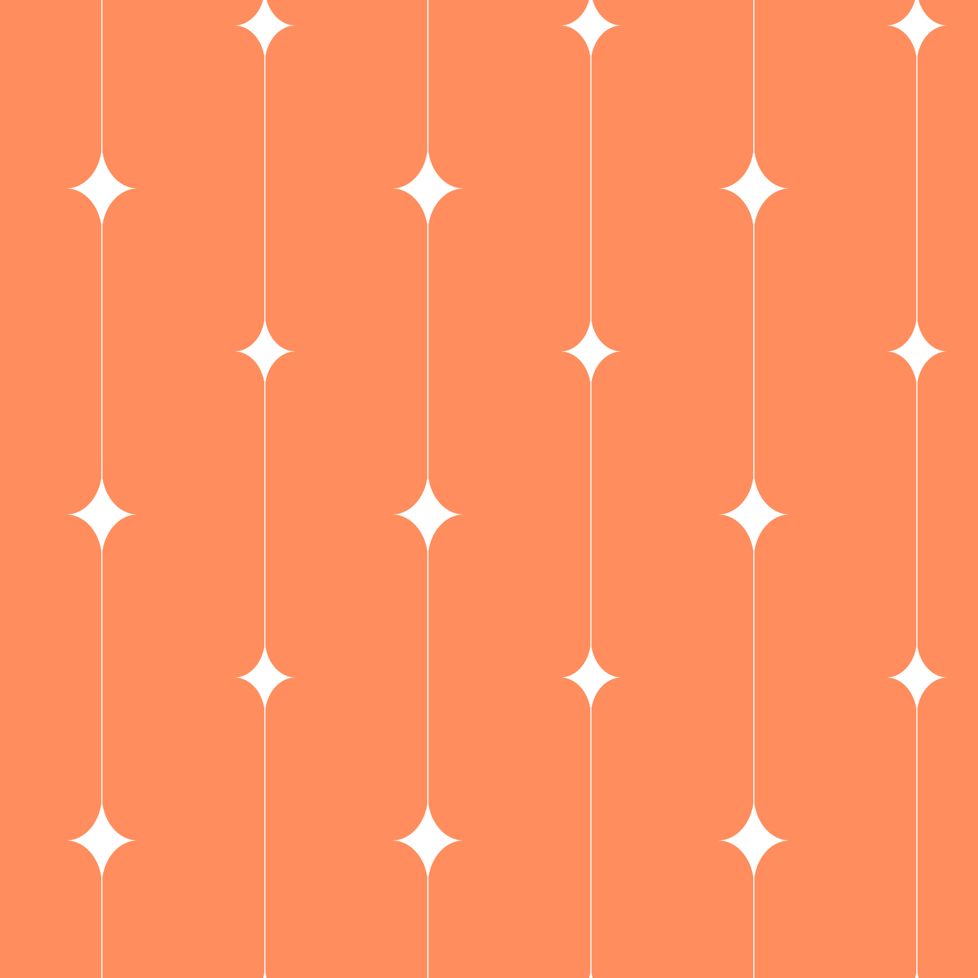 Retro Stellated Star Strands Seamless Pattern in Coral & White
