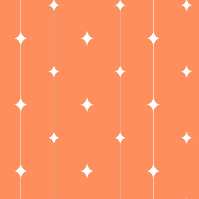 Retro Stellated Star Strands Seamless Pattern in Coral & White