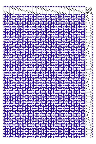 Maze-Like Chevrons Weaving Draft in Ultramarine & White | 8-Shaft 8-Treadle Loom Pattern