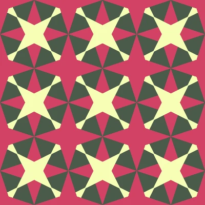 Retro Star Tile Seamless Pattern in Raspberry & Evergreen