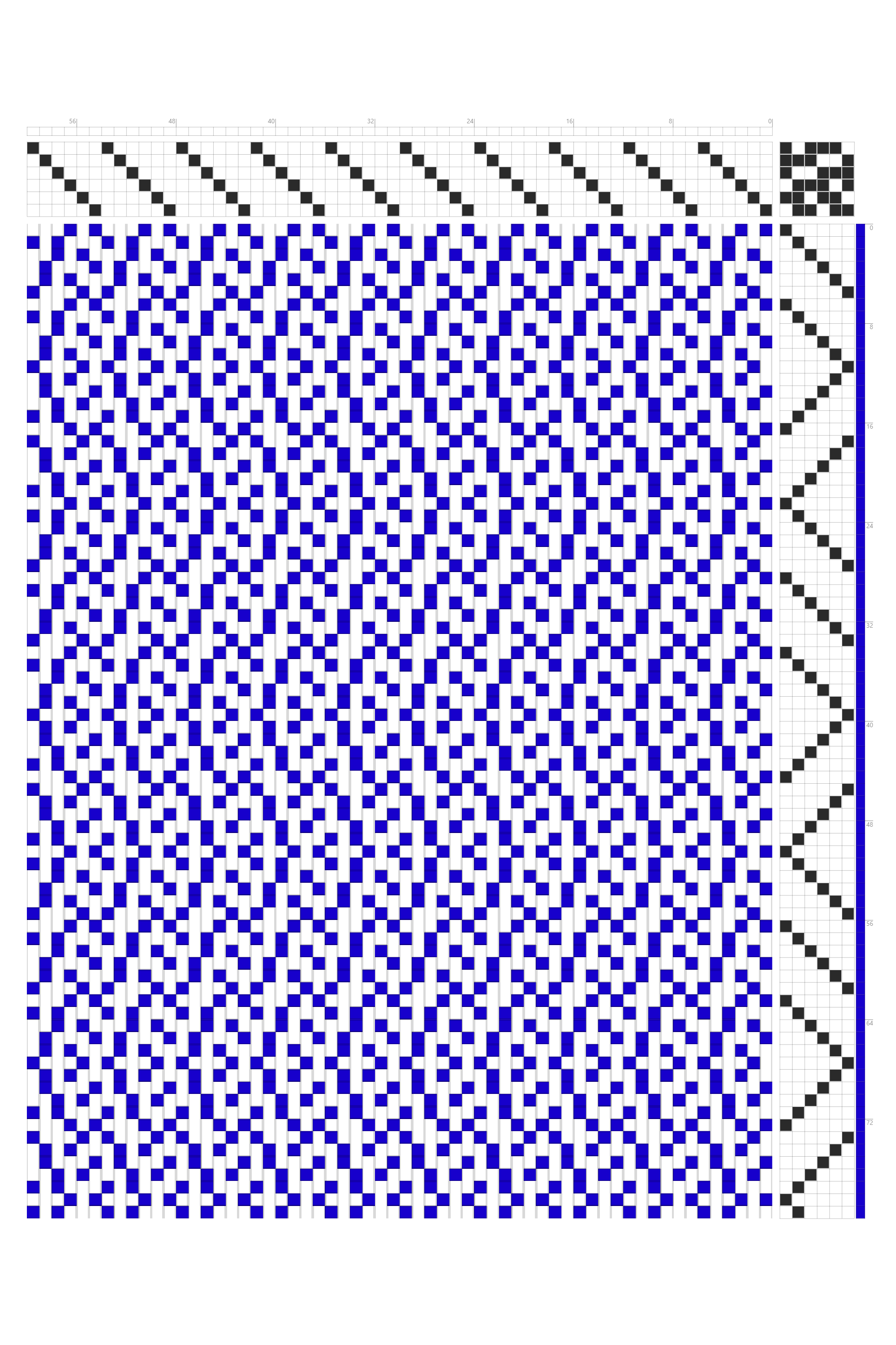 Speckled Wave Weaving Draft in Navy & White | 6-Shaft 6-Treadle Dobby Loom Pattern