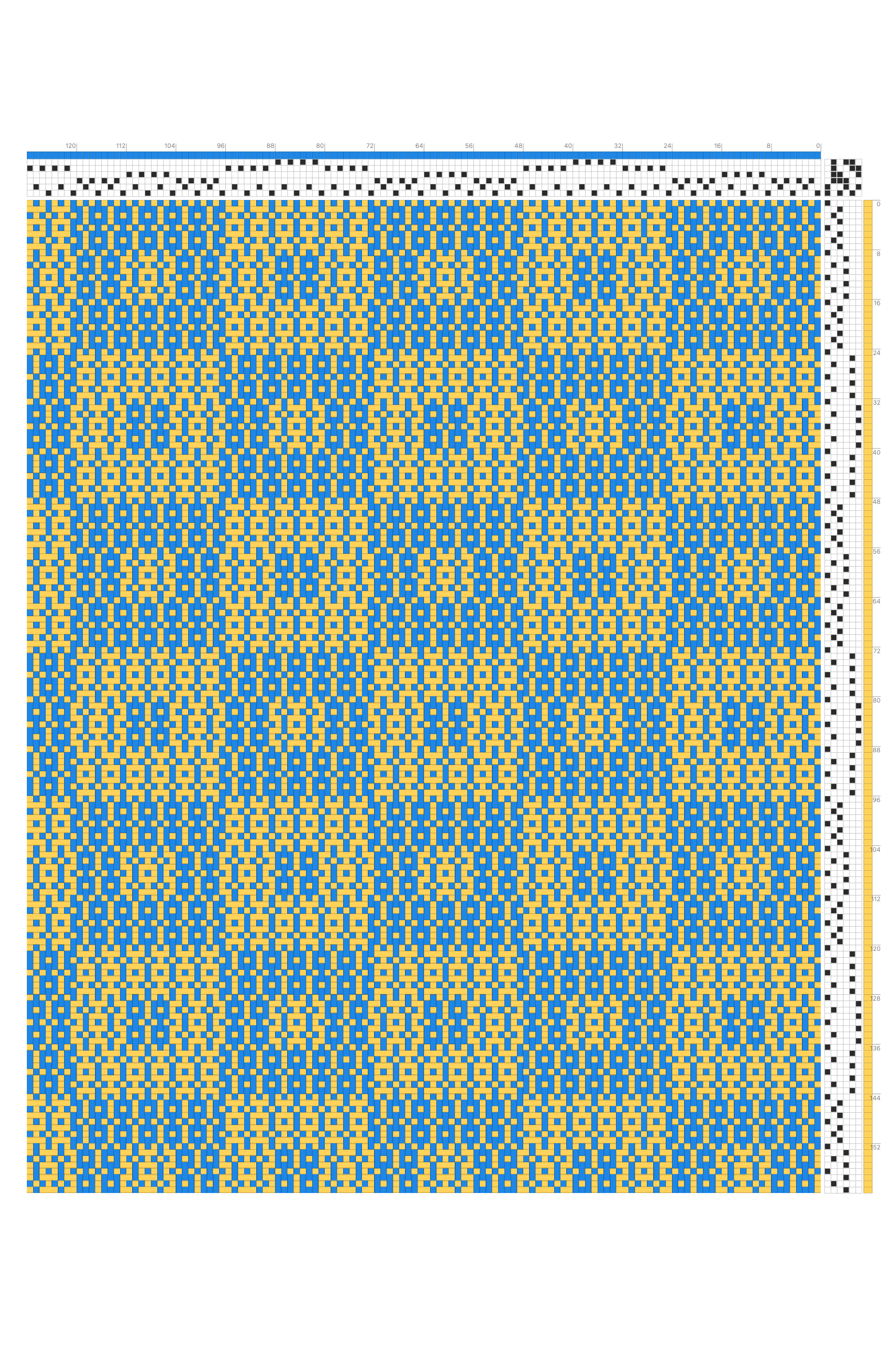 Summer & Winter Basic Checkers Weaving Draft in Azure & Gold | 6-Shaft 6-Treadle Loom Pattern
