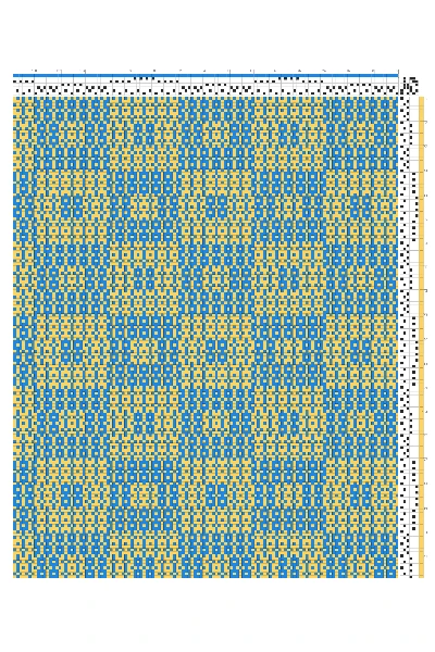 Summer & Winter Basic Checkers Weaving Draft in Azure & Gold | 6-Shaft 6-Treadle Loom Pattern
