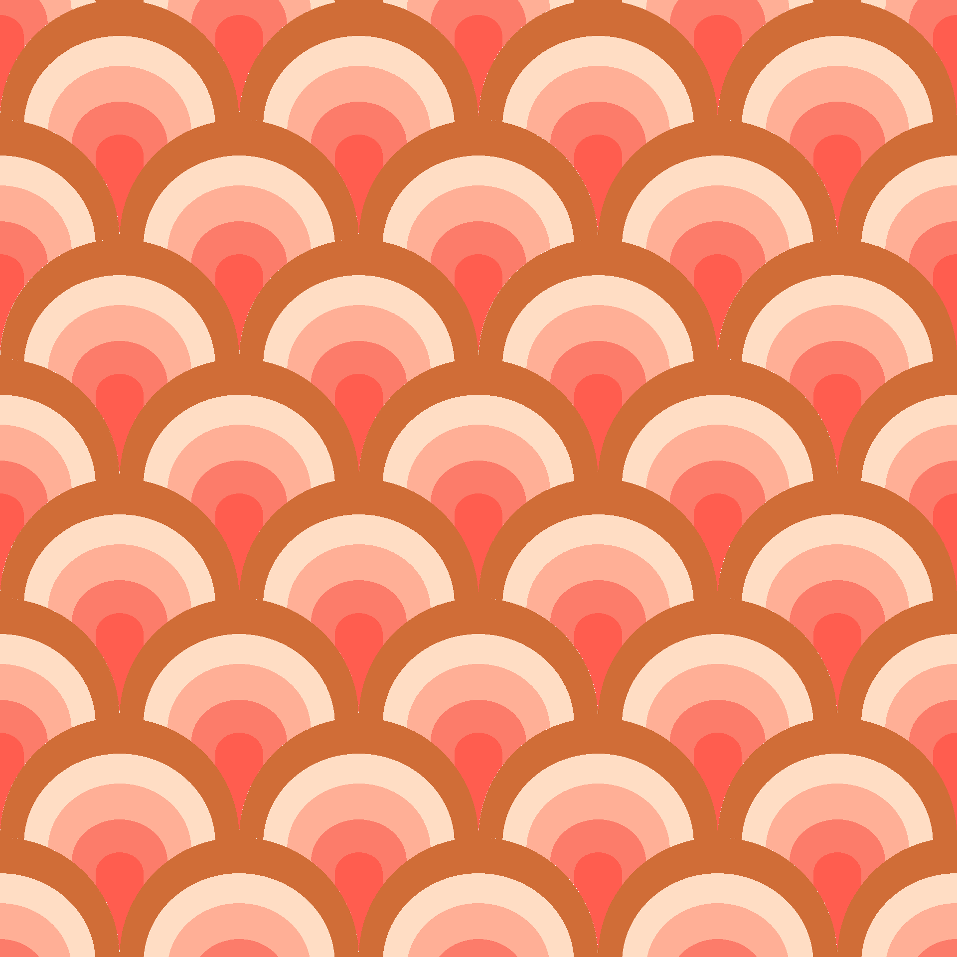 Retro Scalloped Rainbow Seamless Pattern in Coral & Terracotta | Free Geometric Surface Design