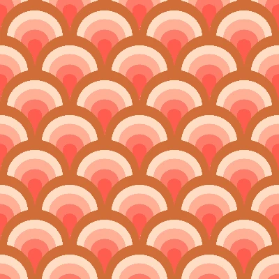 Retro Scalloped Rainbow Seamless Pattern in Coral & Terracotta | Free Geometric Surface Design